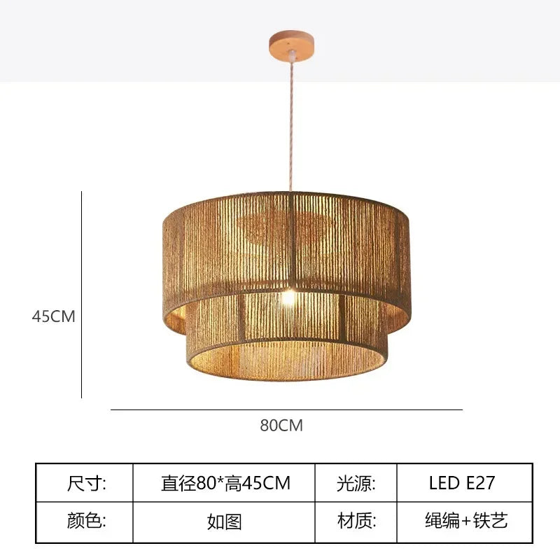Afralia™ Retro Rope Ceiling Lamp Handmade Woven Farmhouse Light Fixture