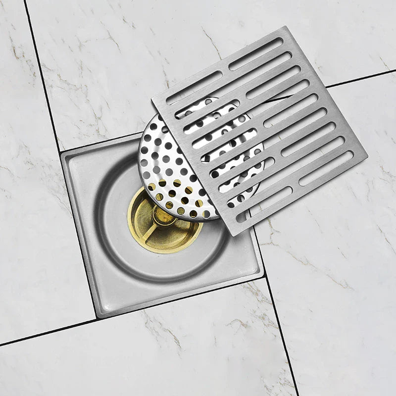 Afralia™ Checkered Tile Insert Brushed Black Brushed Gold Fast Drain Floor Drain