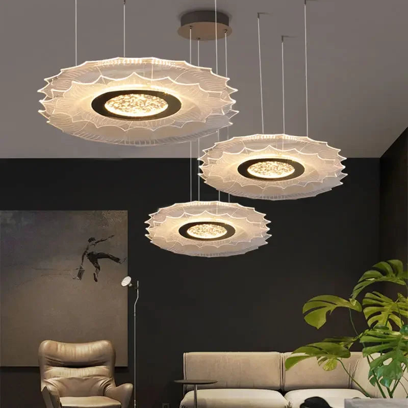 Afralia™ Modern Lotus Flower LED Pendant Lights for Creative Living Room Decor