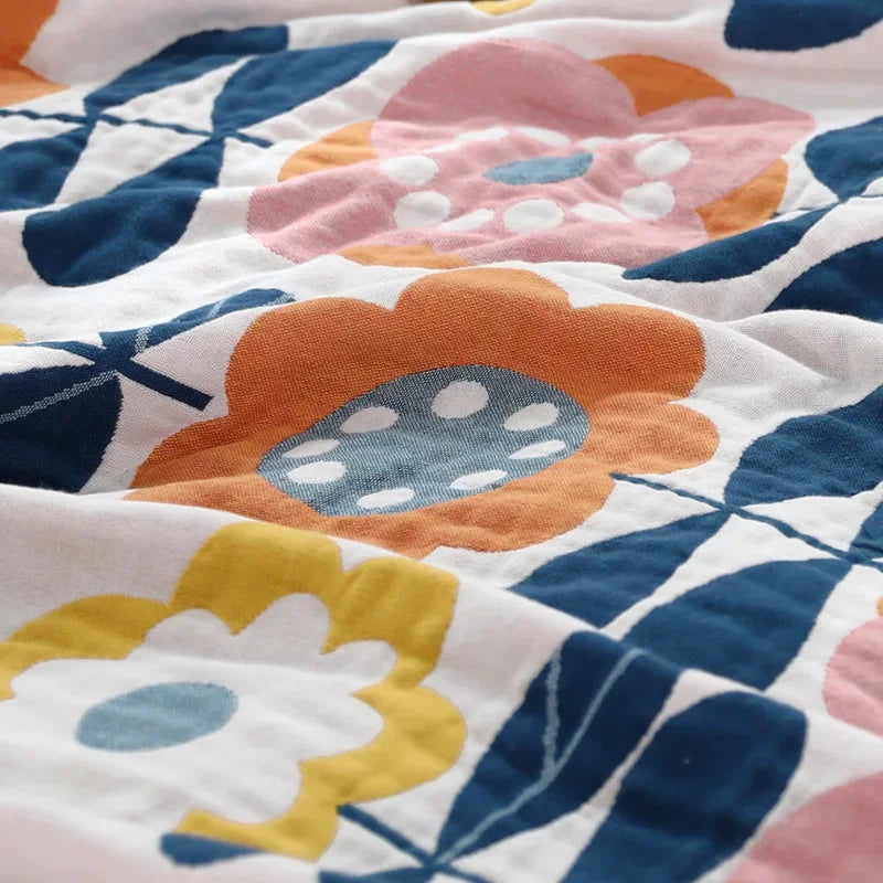 Afralia™ Japanese Cotton Gauze Flower Blanket: Soft and Breathable Summer Throw