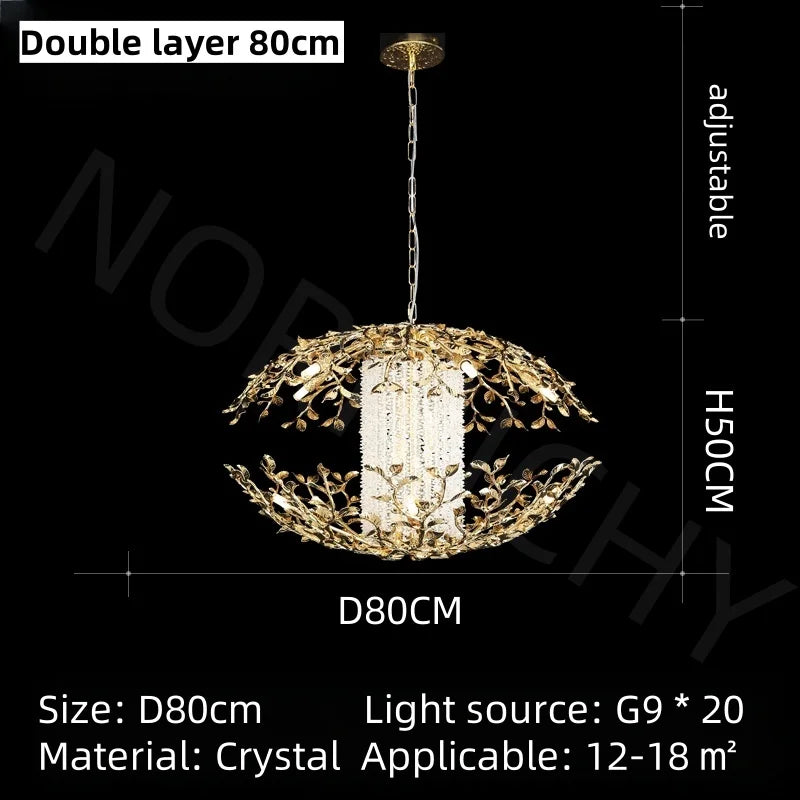 Afralia™ Golden Crystal Chandelier for Dining Living Room Bedroom Kitchen Table Lighting
