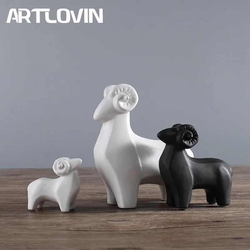 Afralia™ Matte Abstract Polar Bear Bird Figurine Home Decor Porcelain Ornament