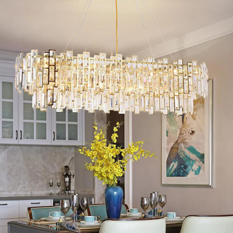 Afralia™ Luxury LED Crystal Chandelier Ceiling Light for Living & Dining Rooms