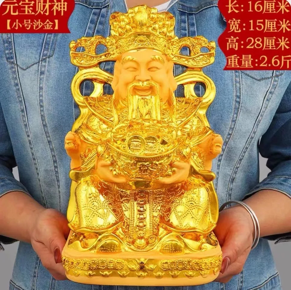 Afralia™ Gold God of Wealth Statue: Fengshui Home Decor Sculpture for Entrance & Living Room