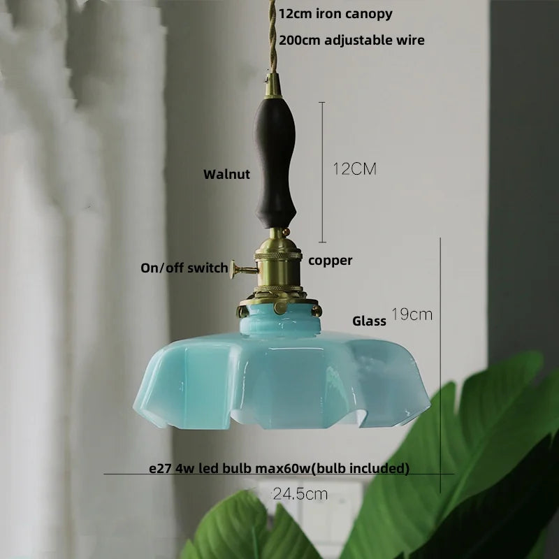 Afralia™ Green Flower Glass Pendant Light - Modern Kitchen Bar Restaurant Hanging Lamp