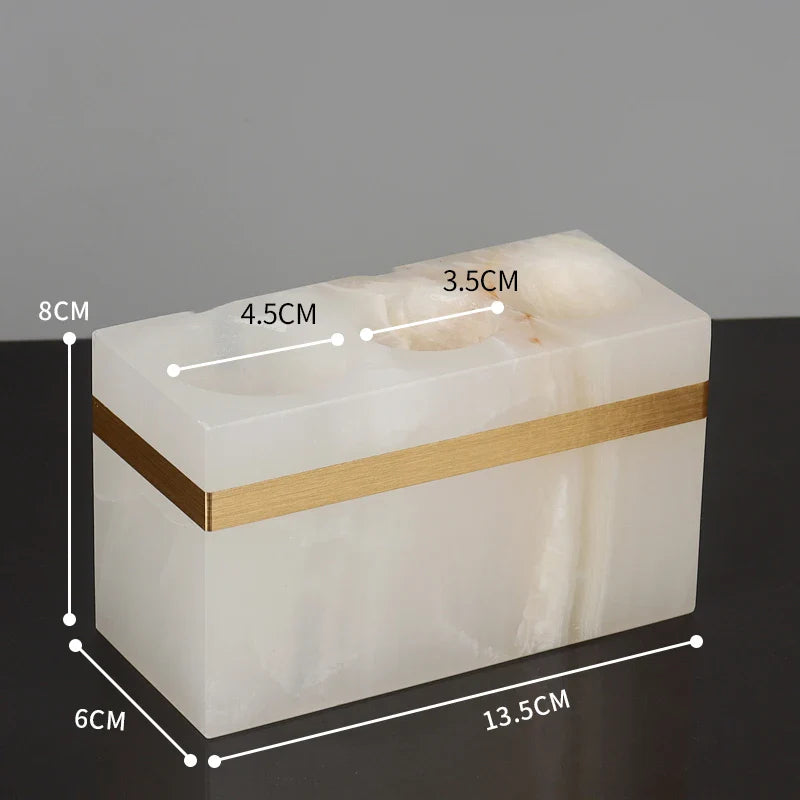 Afralia™ White Onyx Marble Bathroom Set Gold Luxury Soap Dispenser Toothbrush Holder