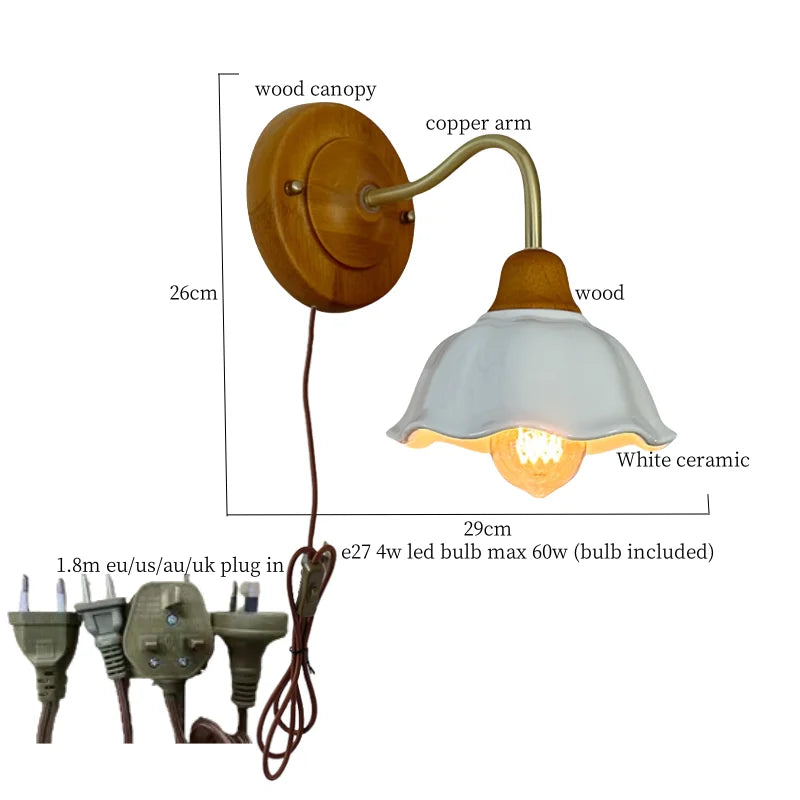 Afralia™ Ceramic Flower LED Wall Light Fixture, Nordic Design for Bedroom, Living Room