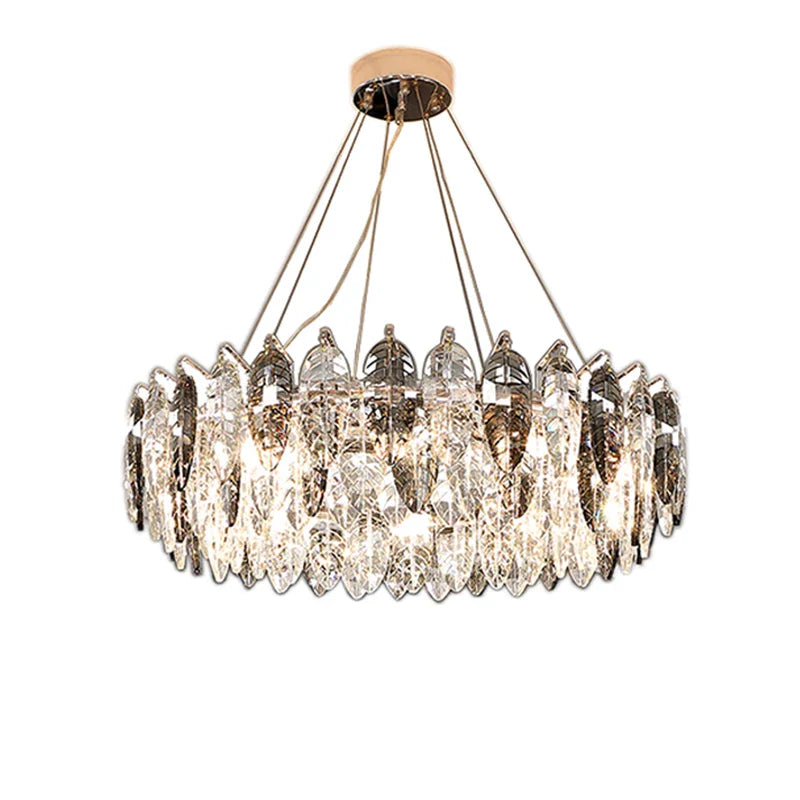 Afralia™ Gold Silver Crystal LED Dimmable Pendant Light for Living Room