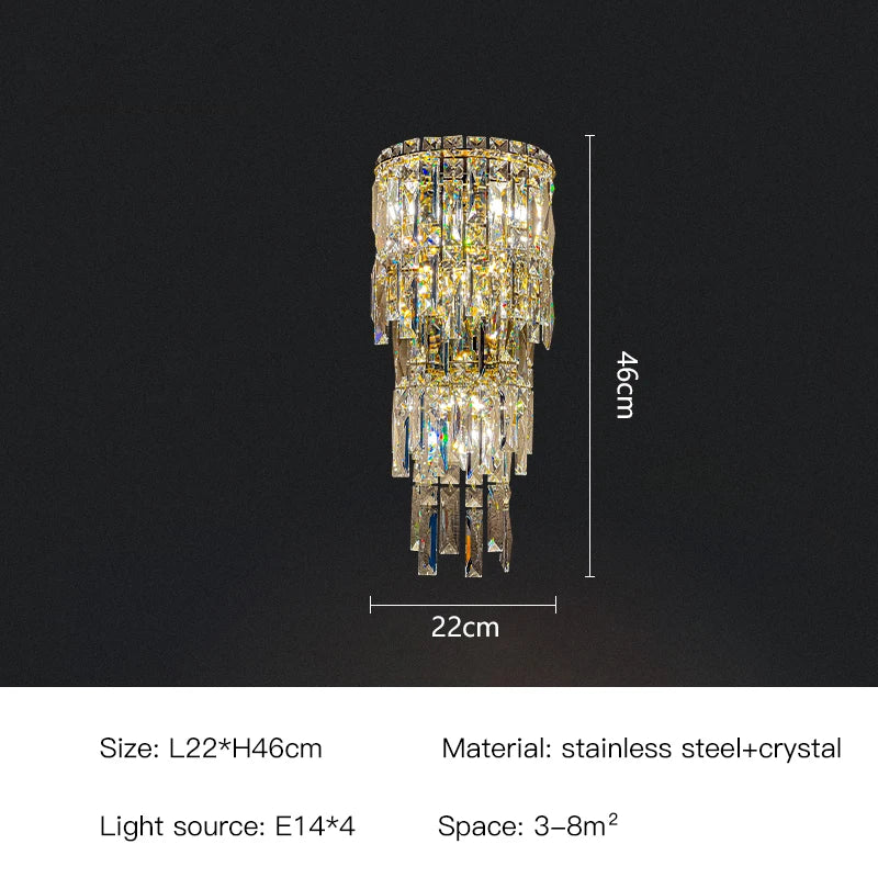 Afralia™ Crystal Wall Light: Elegant Luxury Night Lighting for Living Room, Bedroom, or Villa
