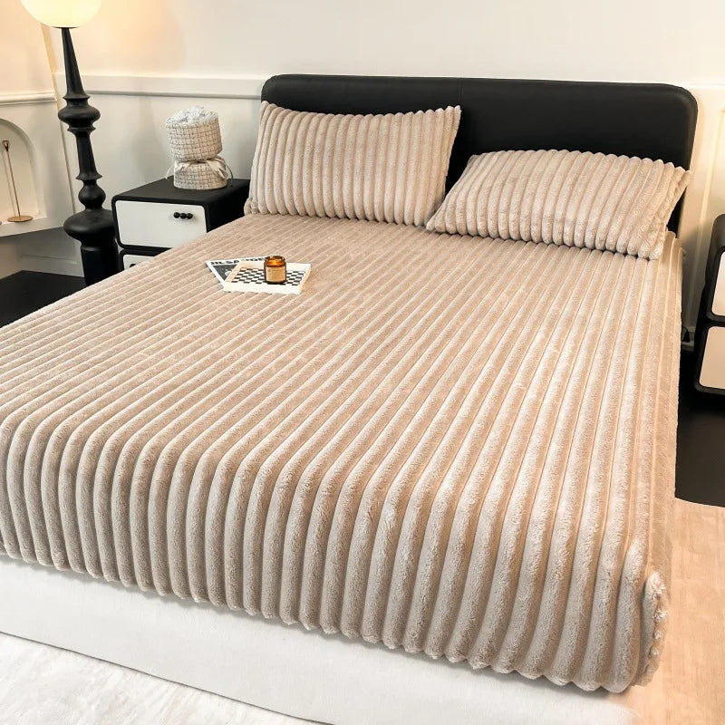 Afralia™ Winter Faux Rabbit Velvet Fitted Bed Sheet - Single Bed Cover High-Quality Thickened