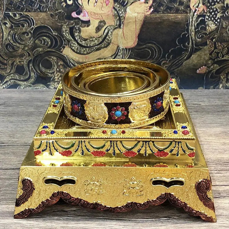 Afralia™ Eight Auspicious Buddha Alloy Plates for Temple Worship and Meditation
