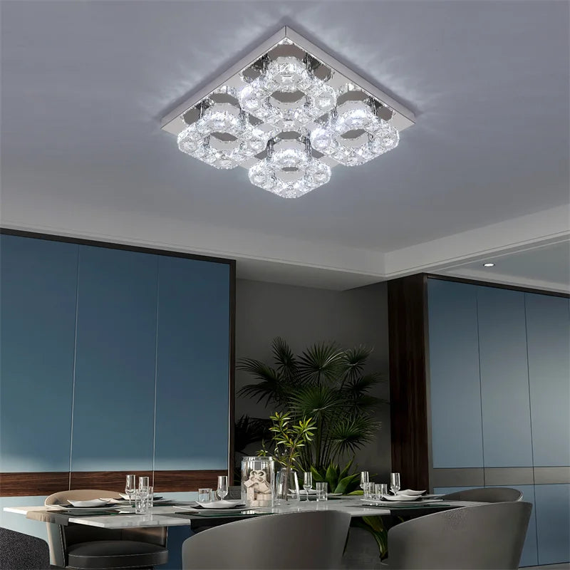 Afralia™ Crystal LED Ceiling Chandelier: Elegant 3-Side Nordic Indoor Light for Living Room