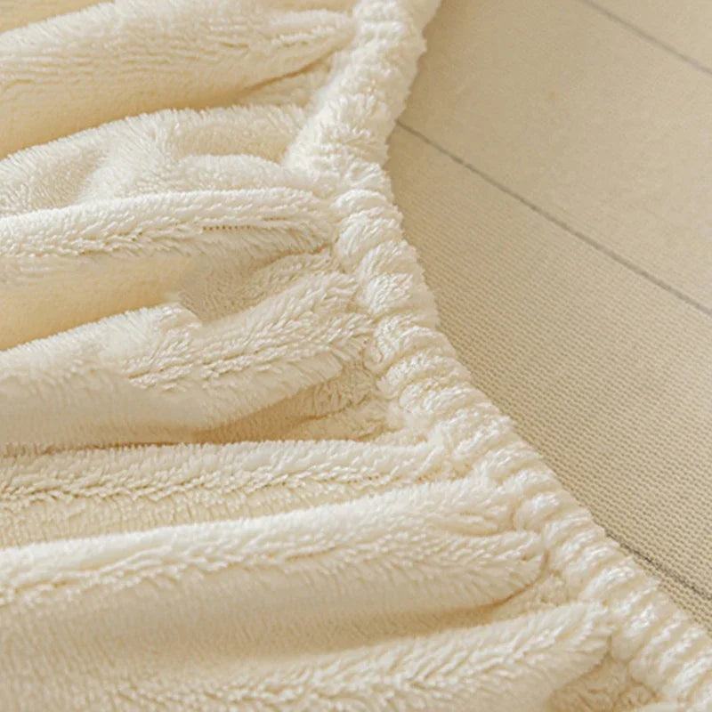 Afralia™ Cozy Velvet Fitted Sheet: Thick Warm Bed Cover for Bedroom Living Room