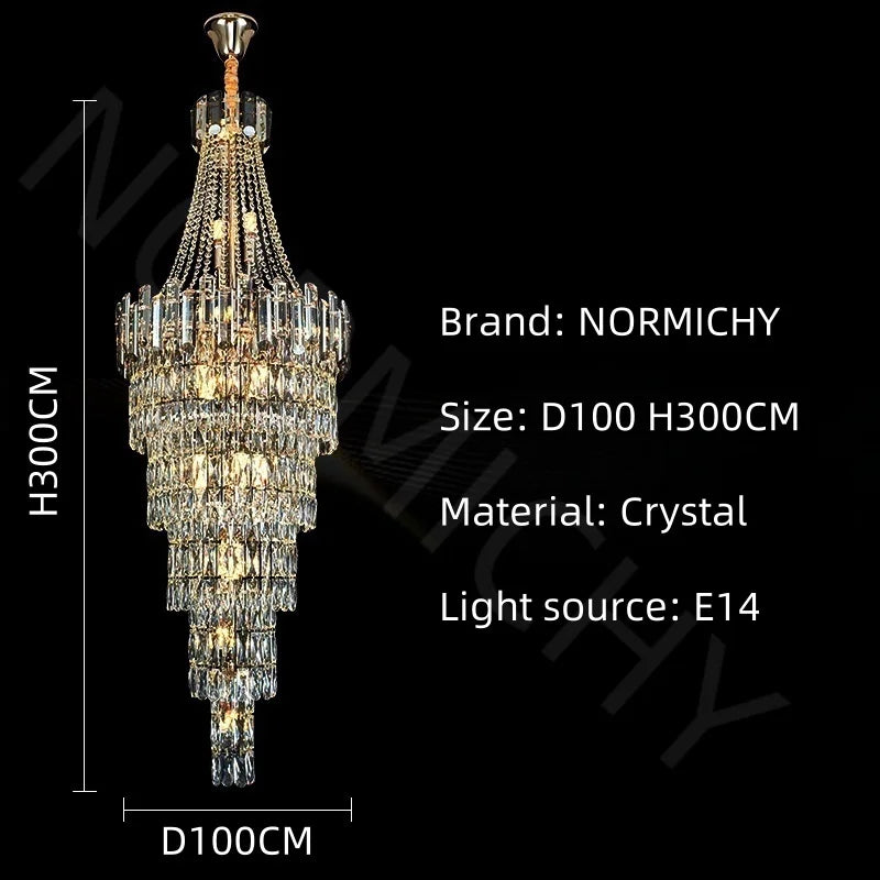 Afralia™ Crystal Chandelier Staircase Light LED Luxury Decoration