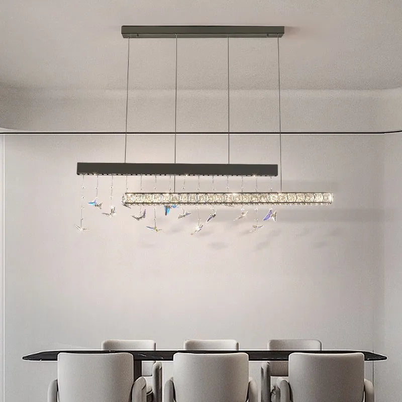 Afralia™ Luxury Crystal Chandelier LED Strip Island Lighting