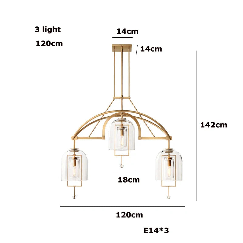 Afralia™ LED Brass Glass Chandelier Pendant Light for Living Room