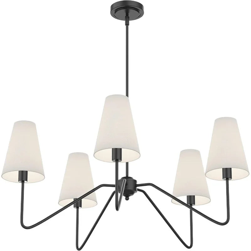 Afralia™ Classic Chandeliers Polished Gold/Black With White Linen Shades