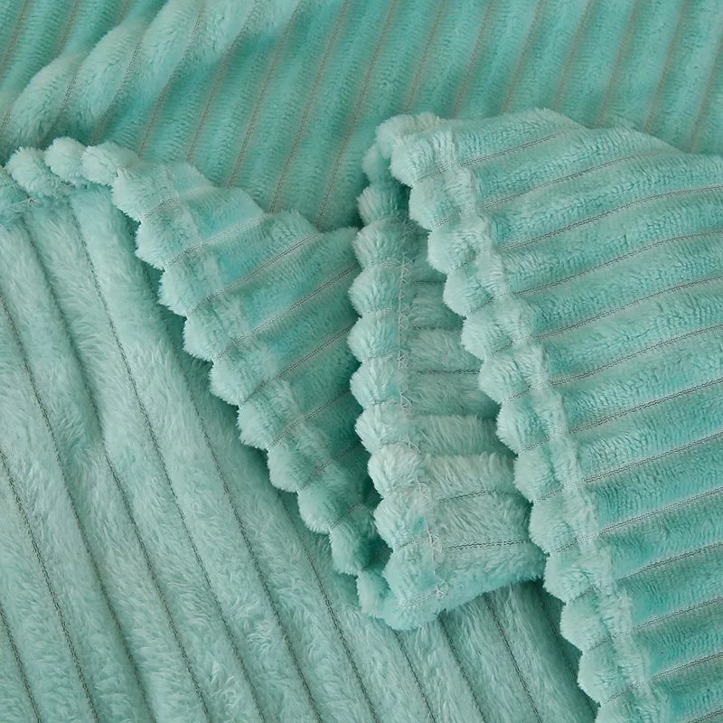 Afralia™ Cozy Striped Flannel Fleece Blanket for Winter - Bedroom Living Room Throw