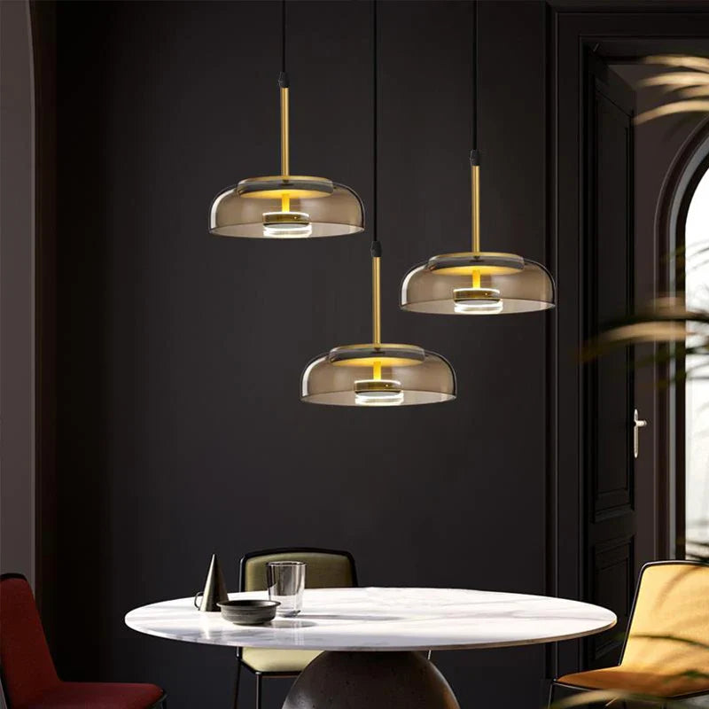 Afralia™ LED Glass Bowl Pendant Light: Modern Nordic Home Decor Lighting for Dining Bedroom Kitchen Island