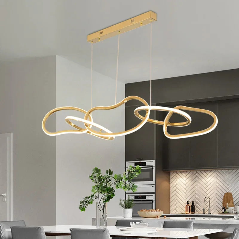 Afralia™ Gold LED Ring Ceiling Chandelier: Modern Luxury for Bar, Hotel, Bedroom & Restaurant