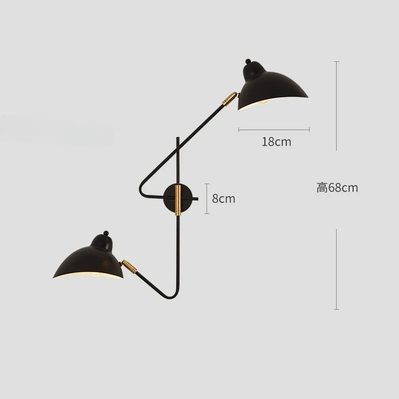 Afralia™ Copper LED Wall Lamp Double Head Rotatable for Living Room Bedroom