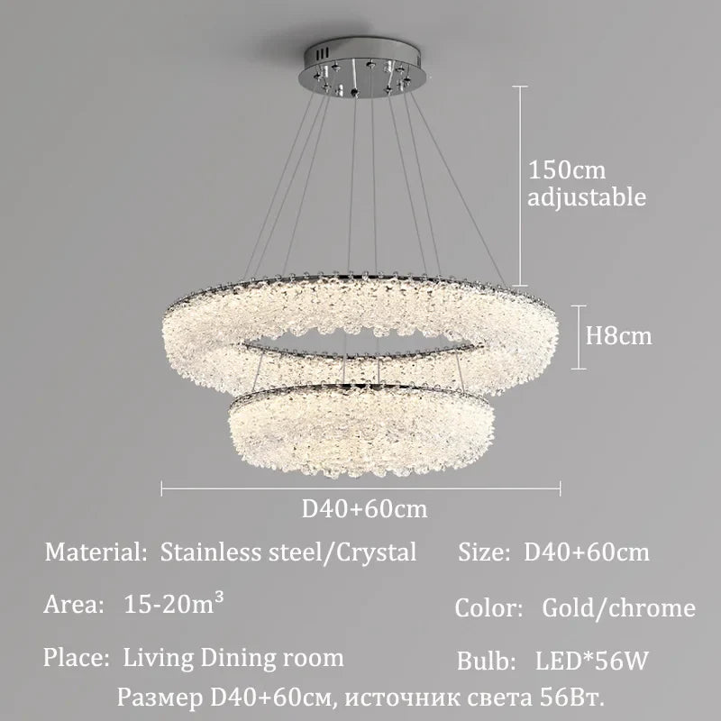Afralia™ Crystal LED Chandelier Ceiling Light Modern Living Room Decor Pendant Lamp