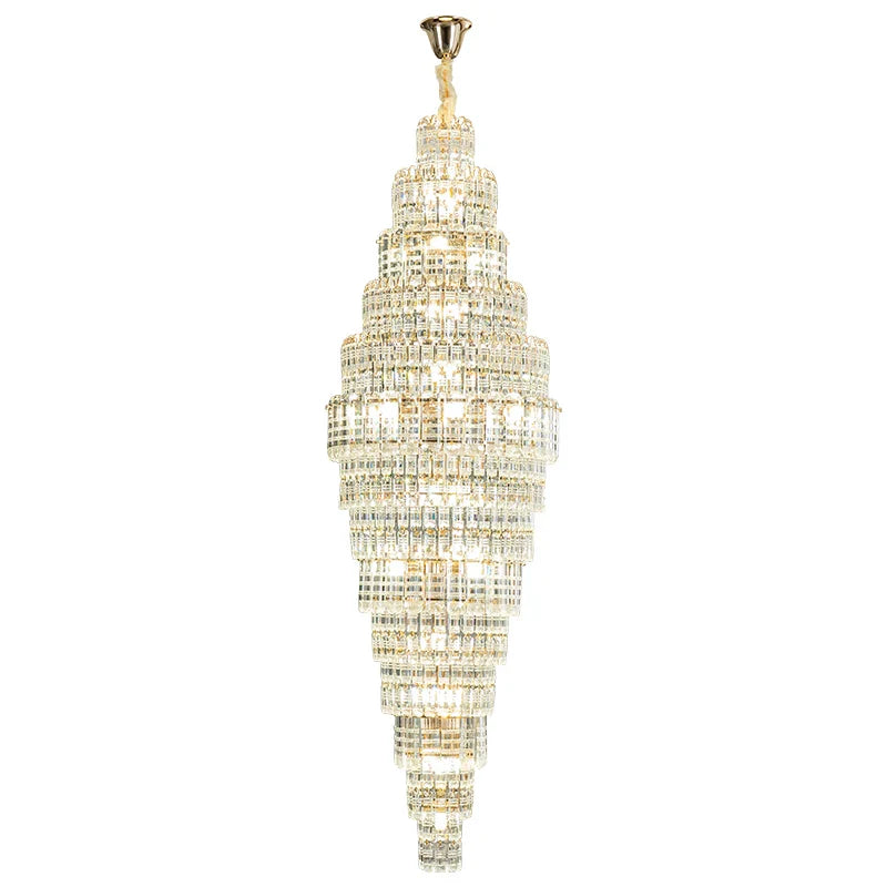 Afralia™ Crystal Spiral Staircase Chandelier: European Style Living Room Lighting