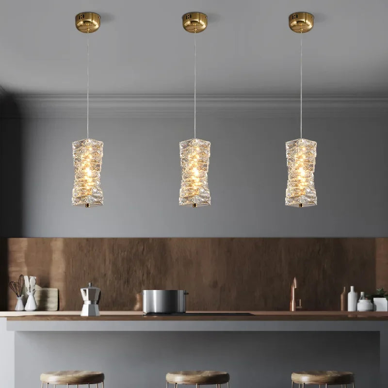 Afralia™ Crystal LED Pendant Ceiling Chandelier for Kitchen Island, Dining Room & Living Room