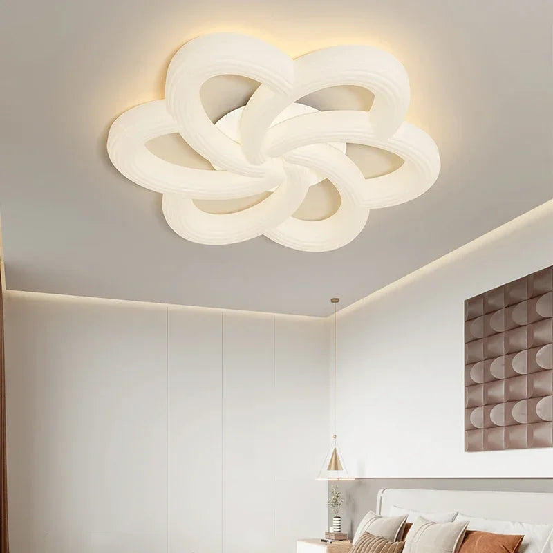 Afralia™ Nordic Flower LED Ceiling Light for Living Room Bedroom - Creamy Style