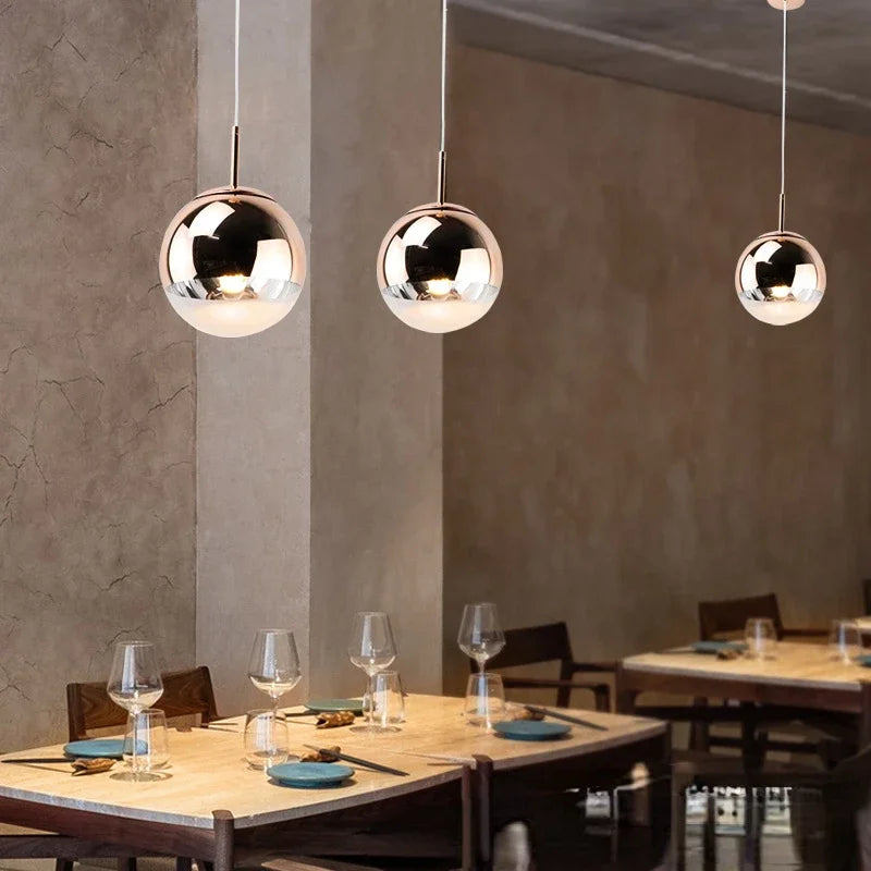 Afralia™ Glass Ball Pendant Lights - Modern Electroplated Hanging Lamp Fixture