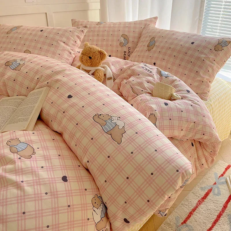 Afralia™ Cartoon Printed Cotton Bedding Set - Soft, Skin-Friendly Duvet Cover