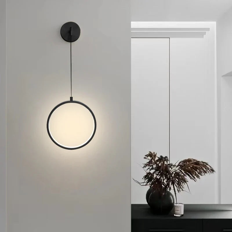 Afralia™ Black Ring LED Wall Lamp - Modern Nordic Style Indoor Light Fixture