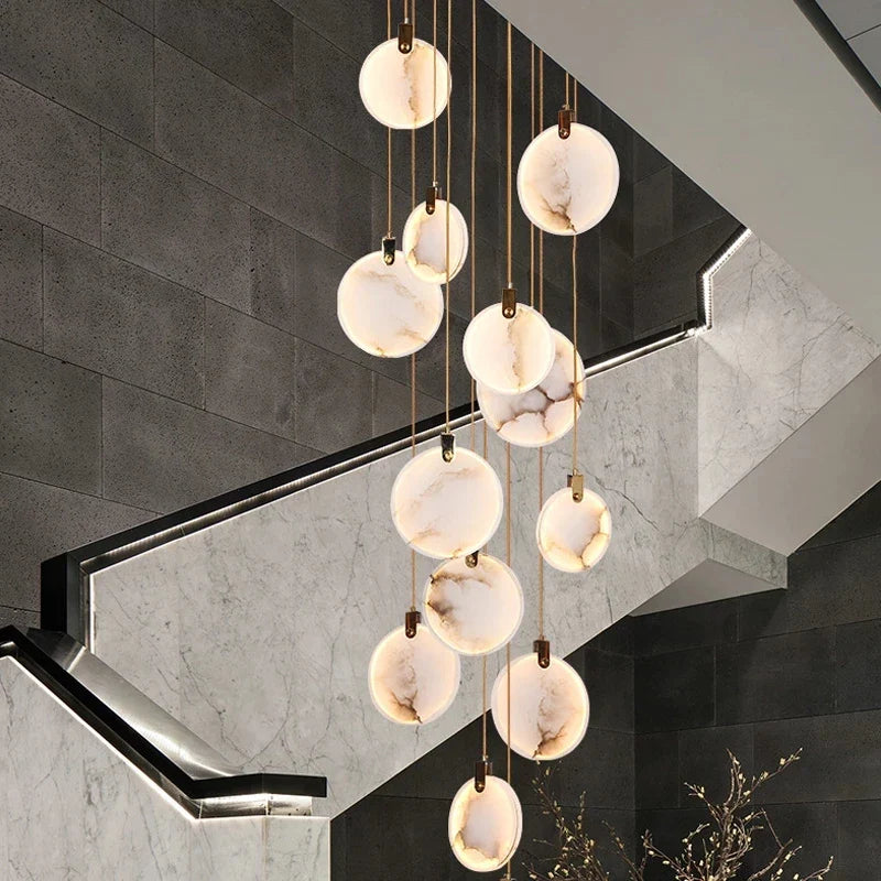 Afralia™ LED Marble Ceiling Pendant Lamp, Modern Interior Lighting for Living Room