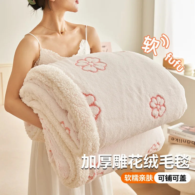 Afralia™ Winter Wool Blanket: Warm, Thick, Soft Bed Cover for Office, Sofa, or Home