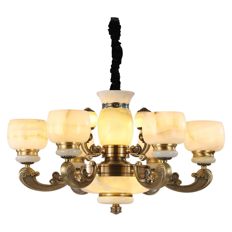 Afralia™ Luxury Copper Marble Chandelier: Brighten Your Home with Elegant Chinese Wind Style