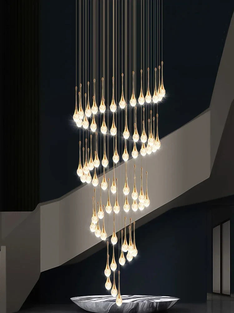 Afralia™ Crystal Bubble Chandelier for Duplex Living Room, Rotating Staircase, Villa Lobby