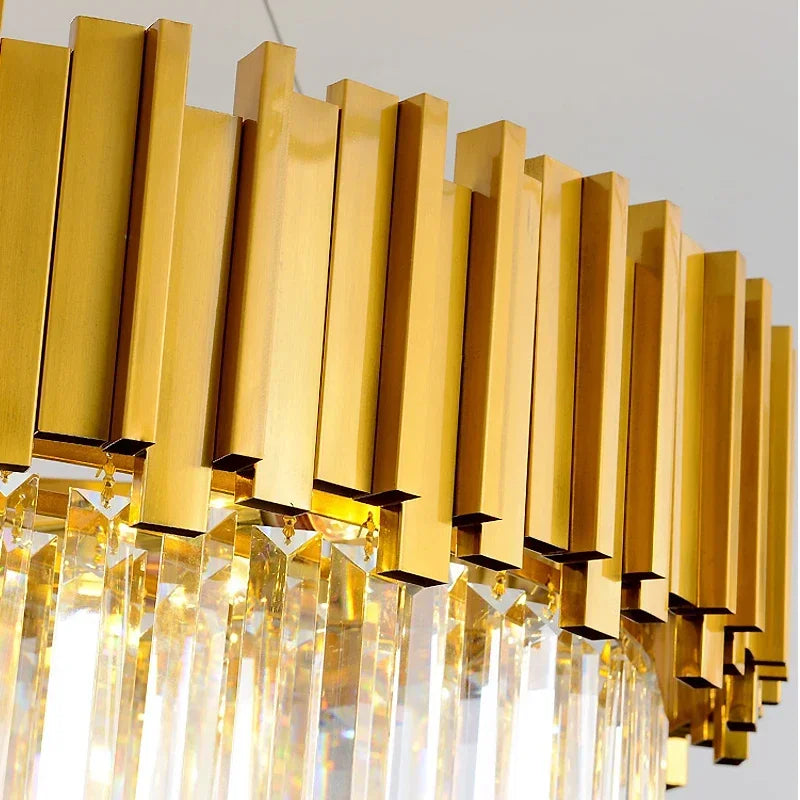 Afralia™ Golden Crystal Chandelier LED Ceiling Light for Living Room & Lobby