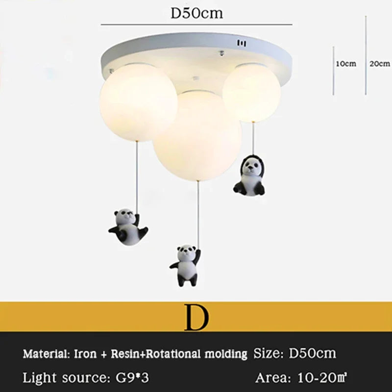Afralia™ Kids Bear LED Ceiling Chandelier, Cute Bedroom Pendant Light for Boys and Girls