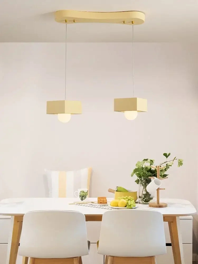 Afralia™ Minimalist Square Chandelier Dining Room Lamp Online Celebrity Light Luxe Designer