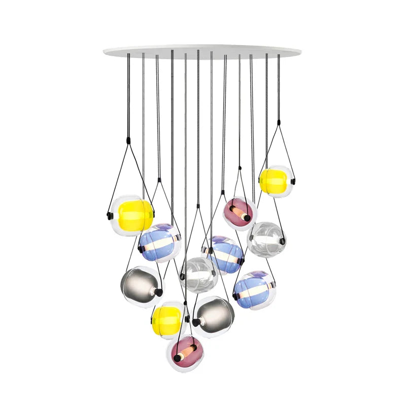 Afralia™ Multicolor Glass Globe Pendant Light for Stylish Bedroom Decor