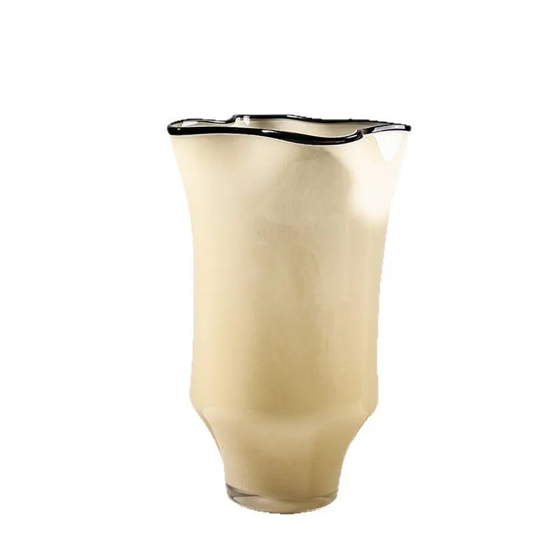 Afralia™ Pleated Glass Vase: Black-edged Terrarium & Flower Arrangement Home Decor Jar