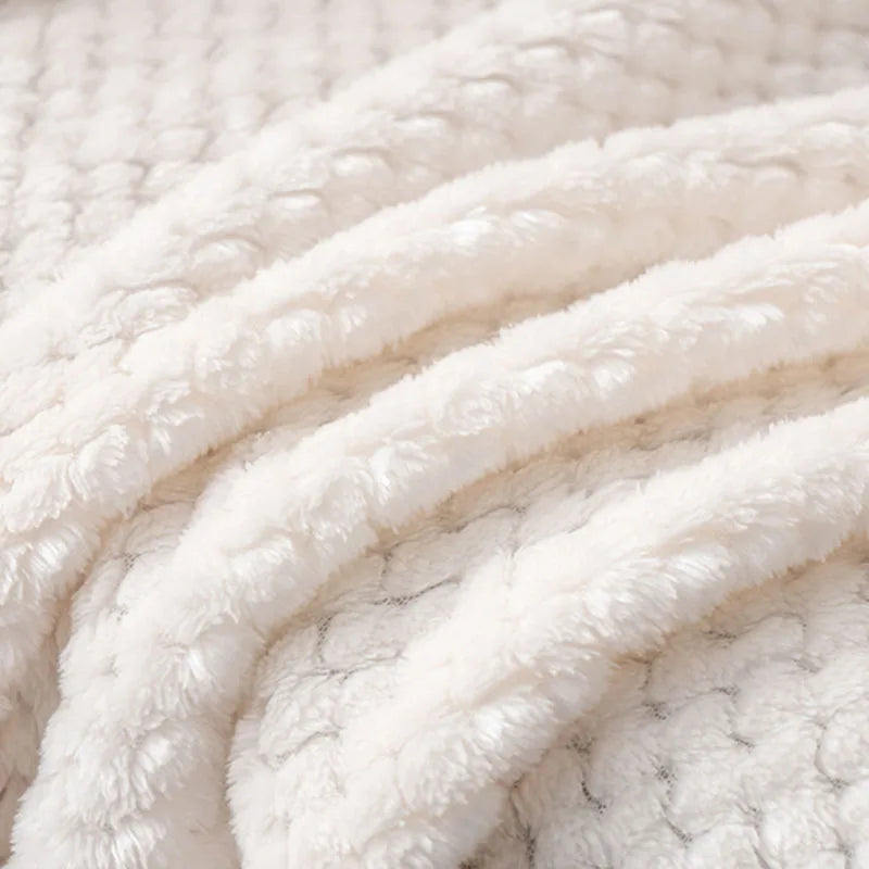 Afralia™ Plaid Tassel Ball Fleece Blanket - Queen Double Bedspread, Four Season Sofa Cover