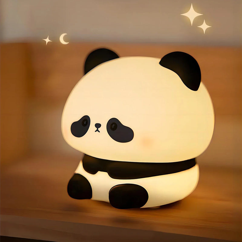 Afralia™ Panda Silicone Night Light: Rechargeable Brightness Timing Sleep Nightlight for Kids