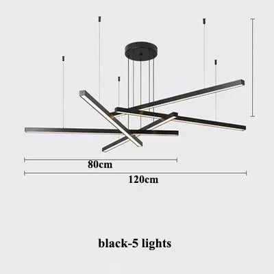 Afralia™ Modern Gold Black Led Pendant Lights, Dimmable, L80cm, Aluminium, Dining Room Hanging Lamp