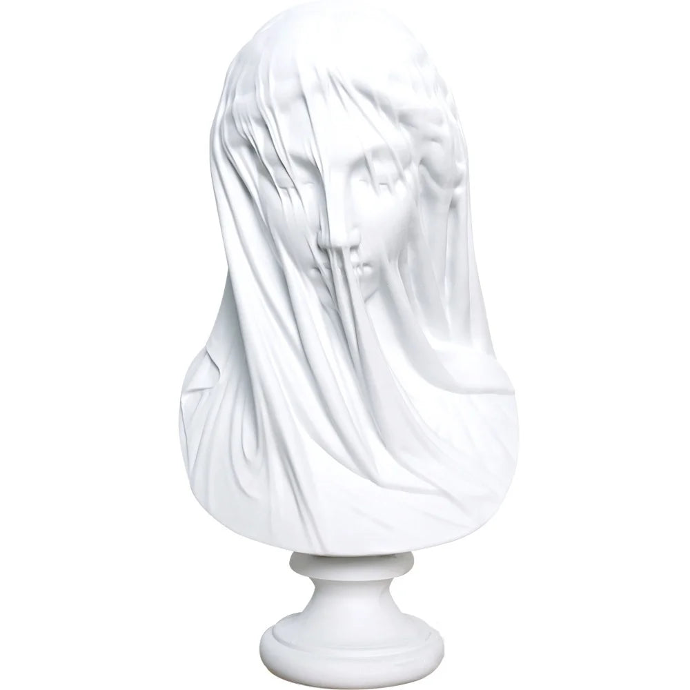 Afralia™ Veil Girl Caped Lady Abstract Bust Sculpture Figurine for Home Decor