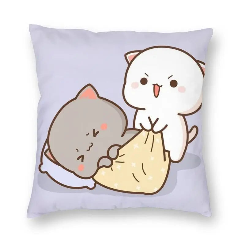 Peach Cat Decorative Pillow Case by Afralia™ - Soft Cushion Cover for Home Sofa