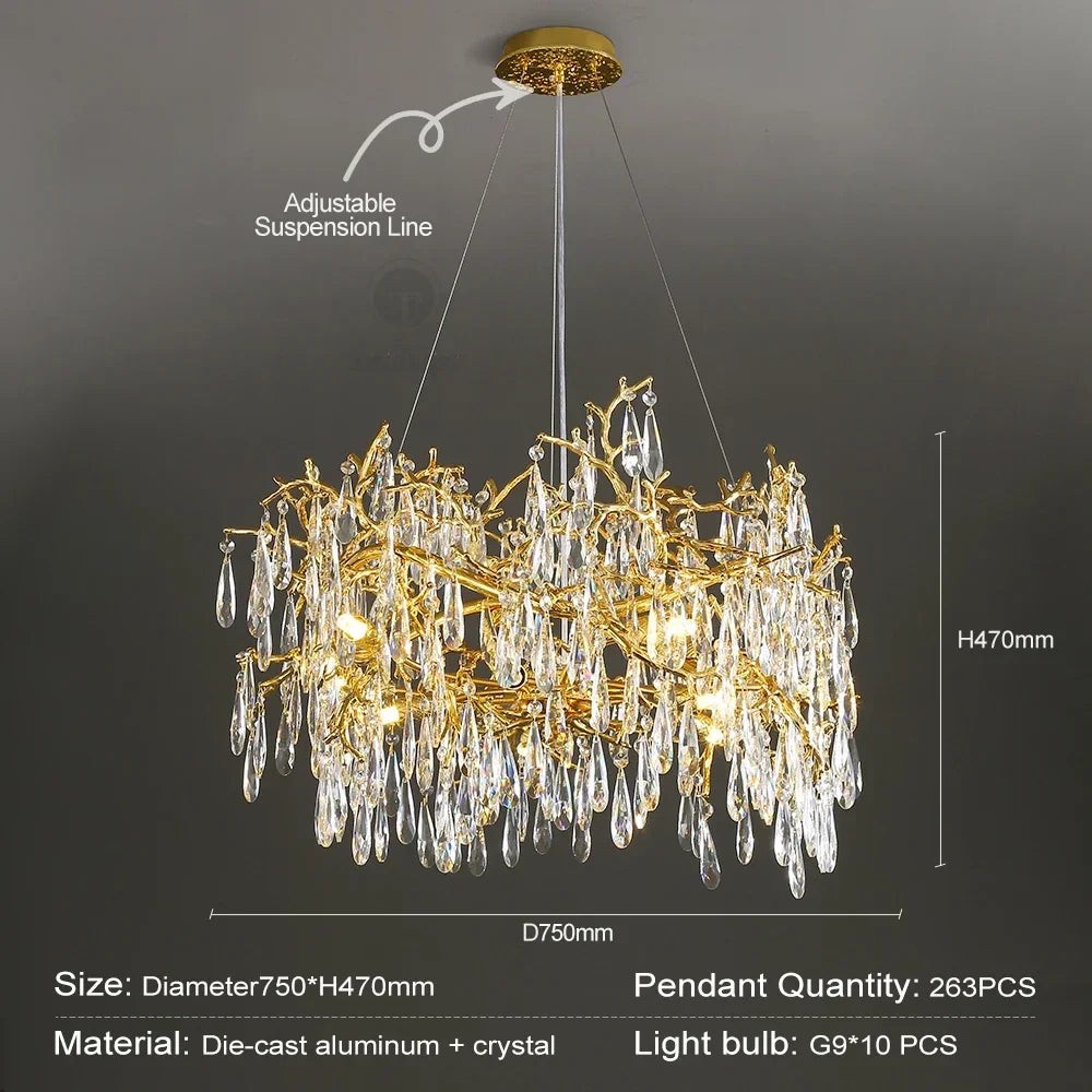 Afralia™ Crystal Chandelier: Modern Luxury Long Light for Kitchen, Dining, Living, and Bedroom