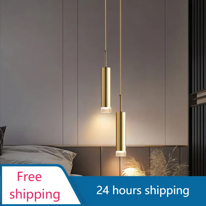 Afralia™ Modern Tube LED Pendant Light for Bedroom, Hotel, and Restaurant Decoration