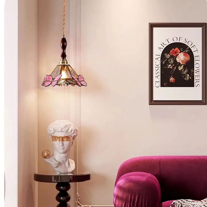 Afralia™ Butterfly Glass LED Pendant Light for Bedroom and Living Room