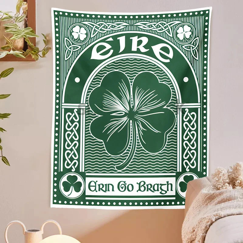 Afralia™ Clover Psychedelic Gothic Wall Tapestry St. Patrick's Day Celtic Art